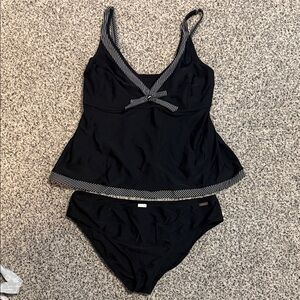 Lascana Navy Tankini with Striped Accents